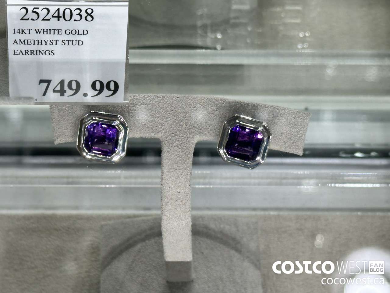 2524038 14KT WHITE GOLD AMETHYST STUD EARRINGS $749.99