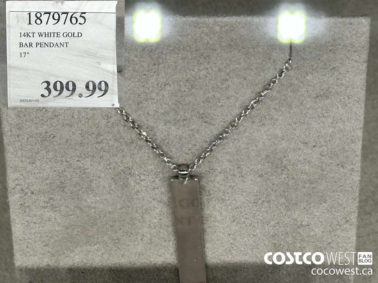 1879765 14KT WHITE GOLD BAR PENDANT 17