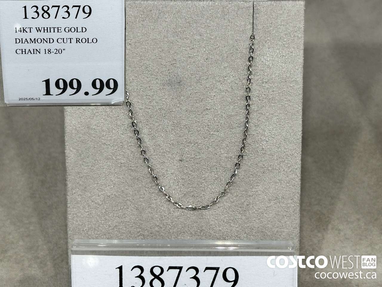 1387379 14KT WHITE GOLD DIAMOND CUT ROLO CHAIN 18-20
