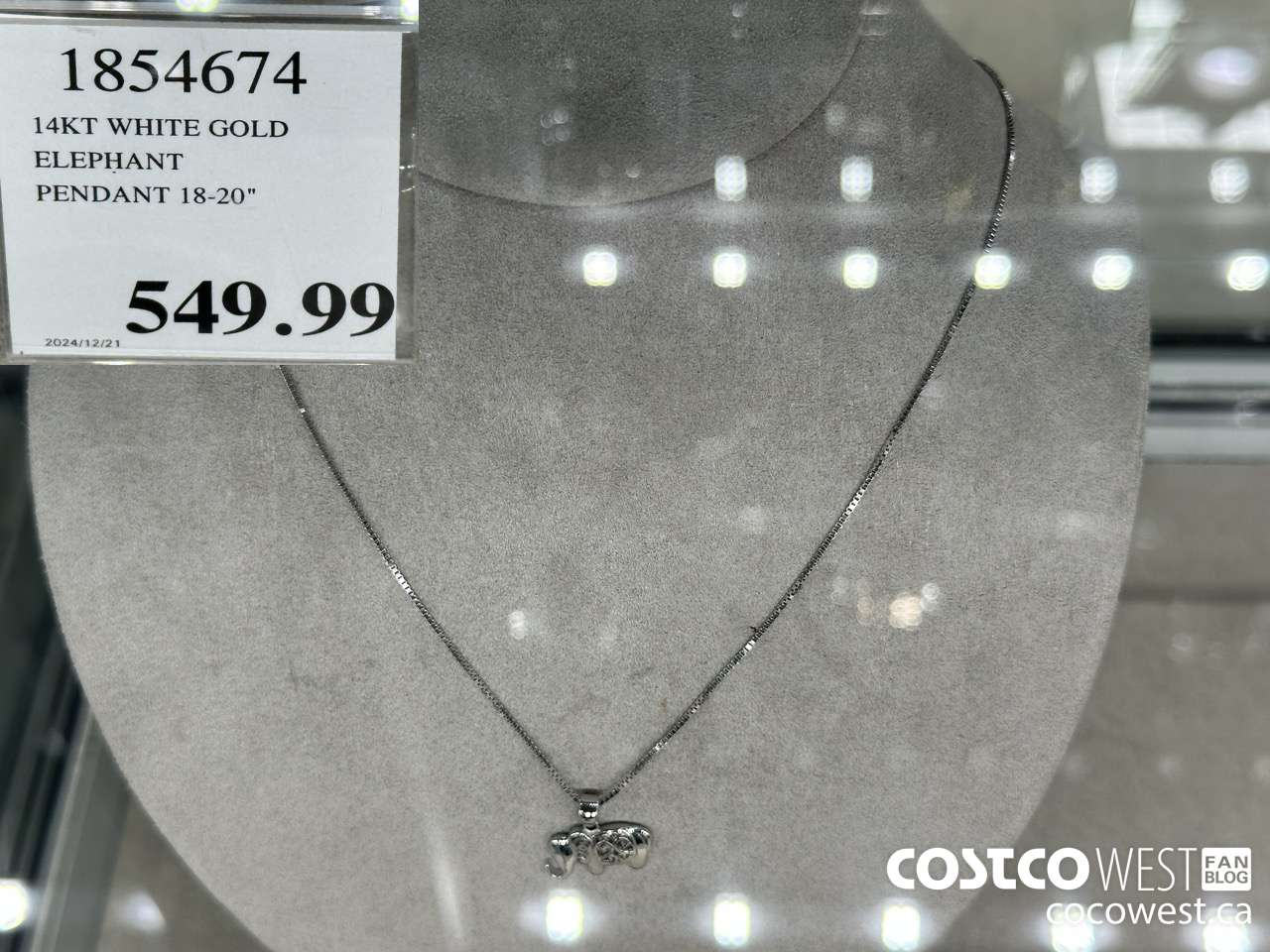 1854674 14KT WHITE GOLD ELEPHANT PENDANT 18-20