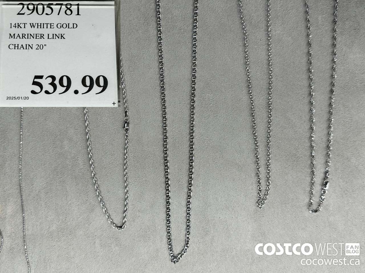 2905781 14KT WHITE GOLD MARINER LINK CHAIN 20