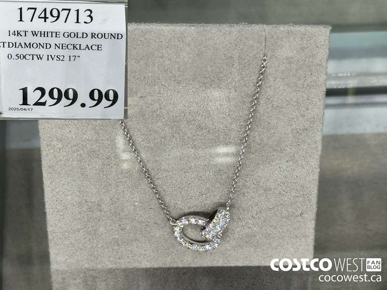 1749713 14KT WHITE GOLD ROUND CUT DIAMOND NECKLACE 0.50CTW IVS2 17