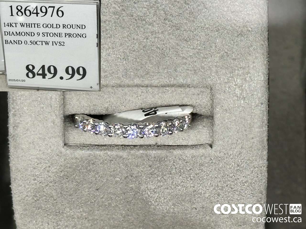1864976 14KT WHITE GOLD ROUND DIAMOND 9 STONE PRONG BAND 0.50CTW IVS2 $849.99