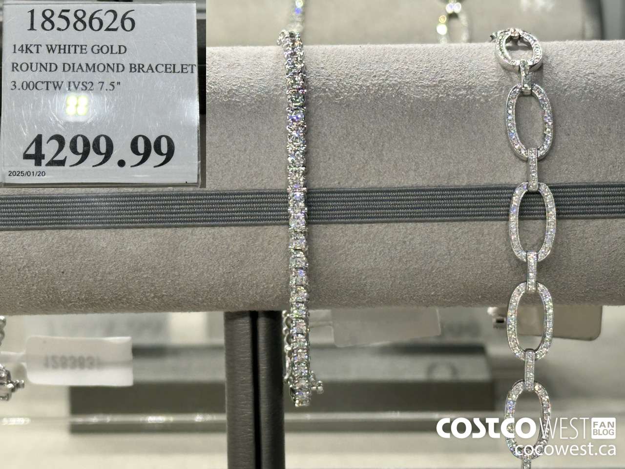 1858626 14KT WHITE GOLD ROUND DIAMOND BRACELET 3.00CTW IVS2 7.5