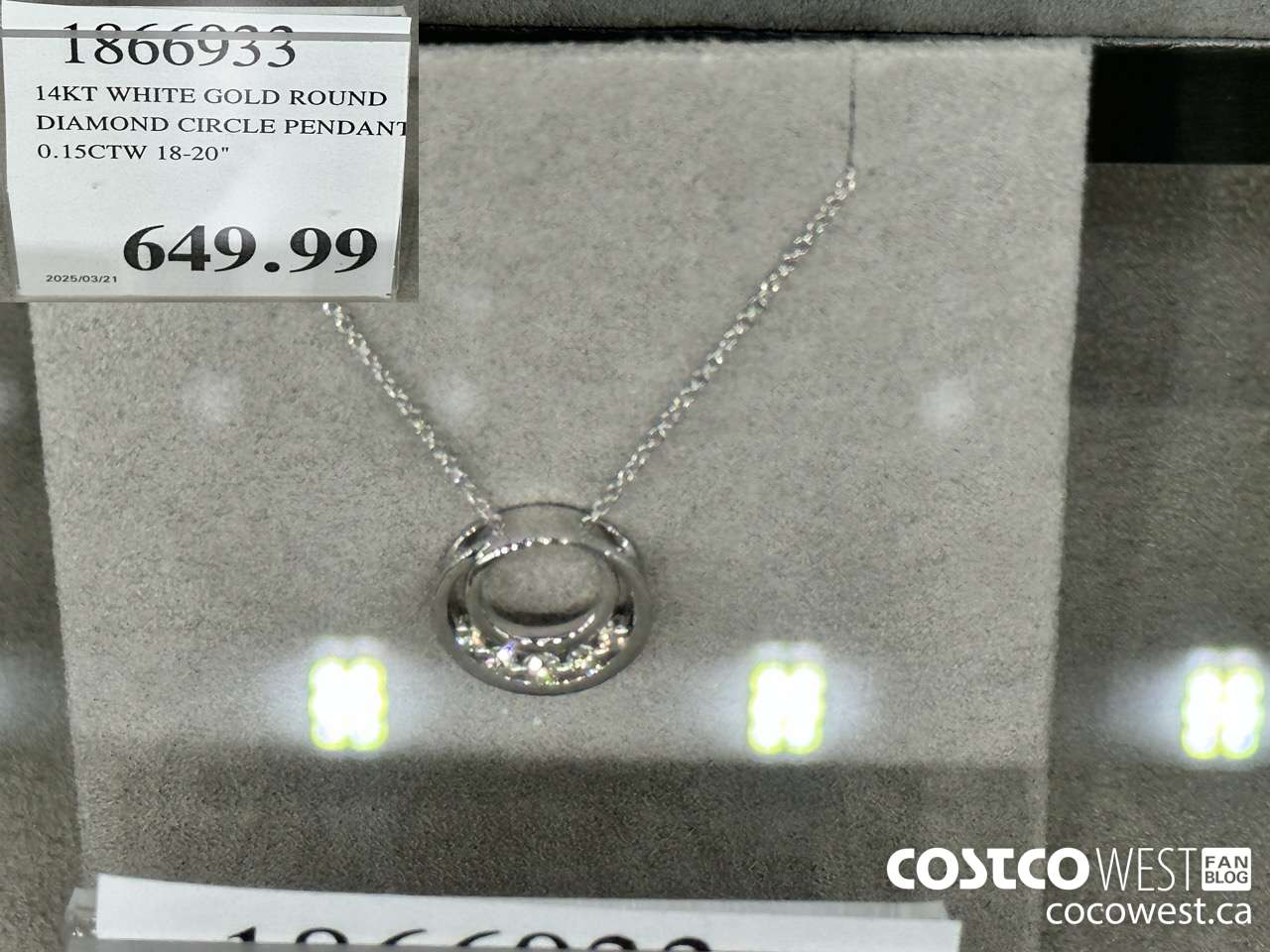 1866933 14KT WHITE GOLD ROUND DIAMOND CIRCLE PENDANT 0.15CTW 18-20