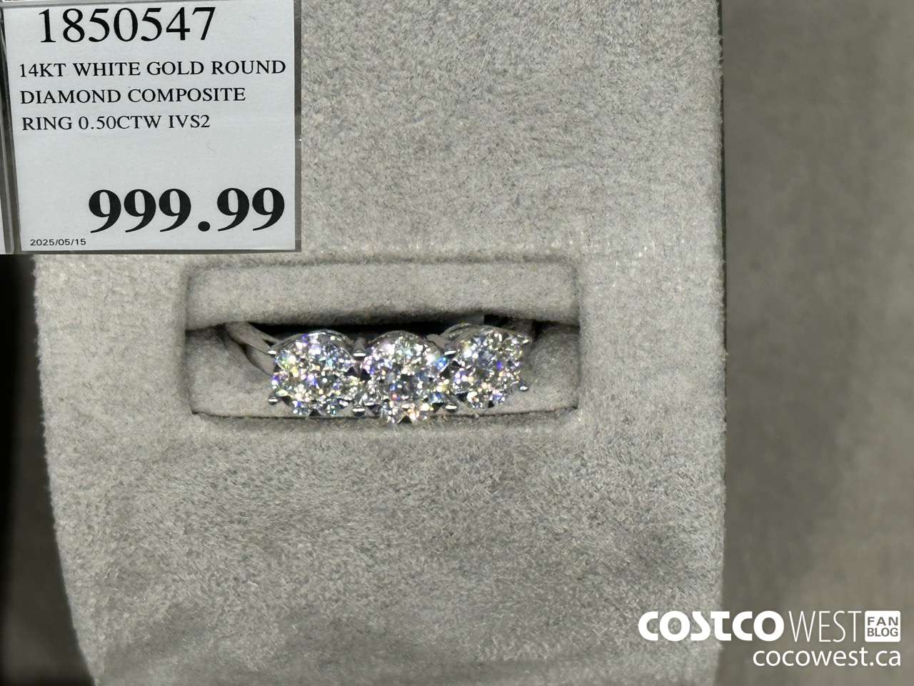 1850547 14KT WHITE GOLD ROUND DIAMOND COMPOSITE RING 0.50CTW IVS2 $999.99