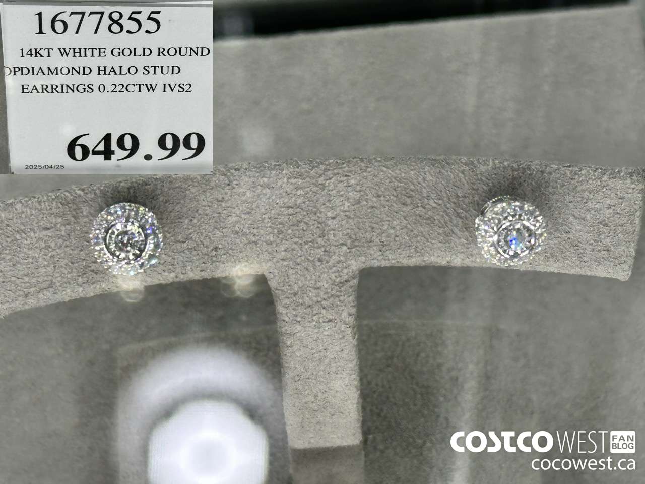 1677855 14KT WHITE GOLD ROUND DIAMOND HALO STUD EARRINGS 0.22CTW IVS2 $649.99