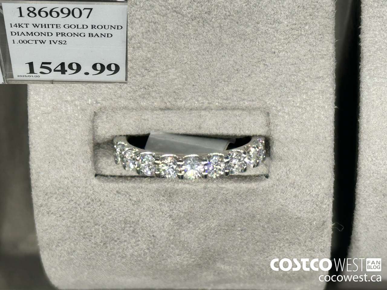 1866907 14KT WHITE GOLD ROUND DIAMOND PRONG BAND 1.00CTW IVS2 $1549.99