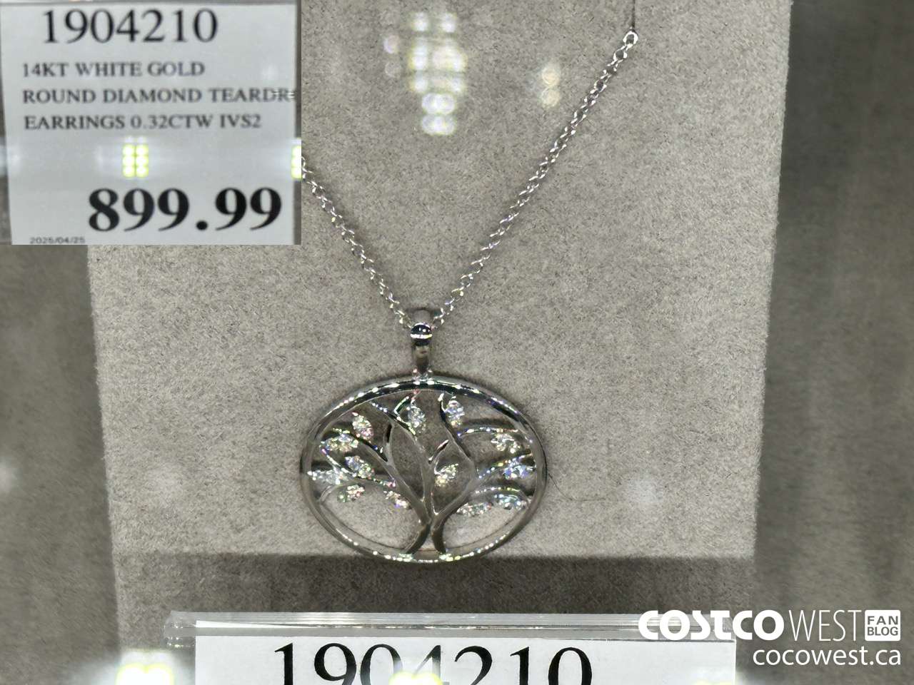 1904210 14KT WHITE GOLD ROUND DIAMOND TEARDROP EARRINGS 0.32CTW IVS2 $899.99