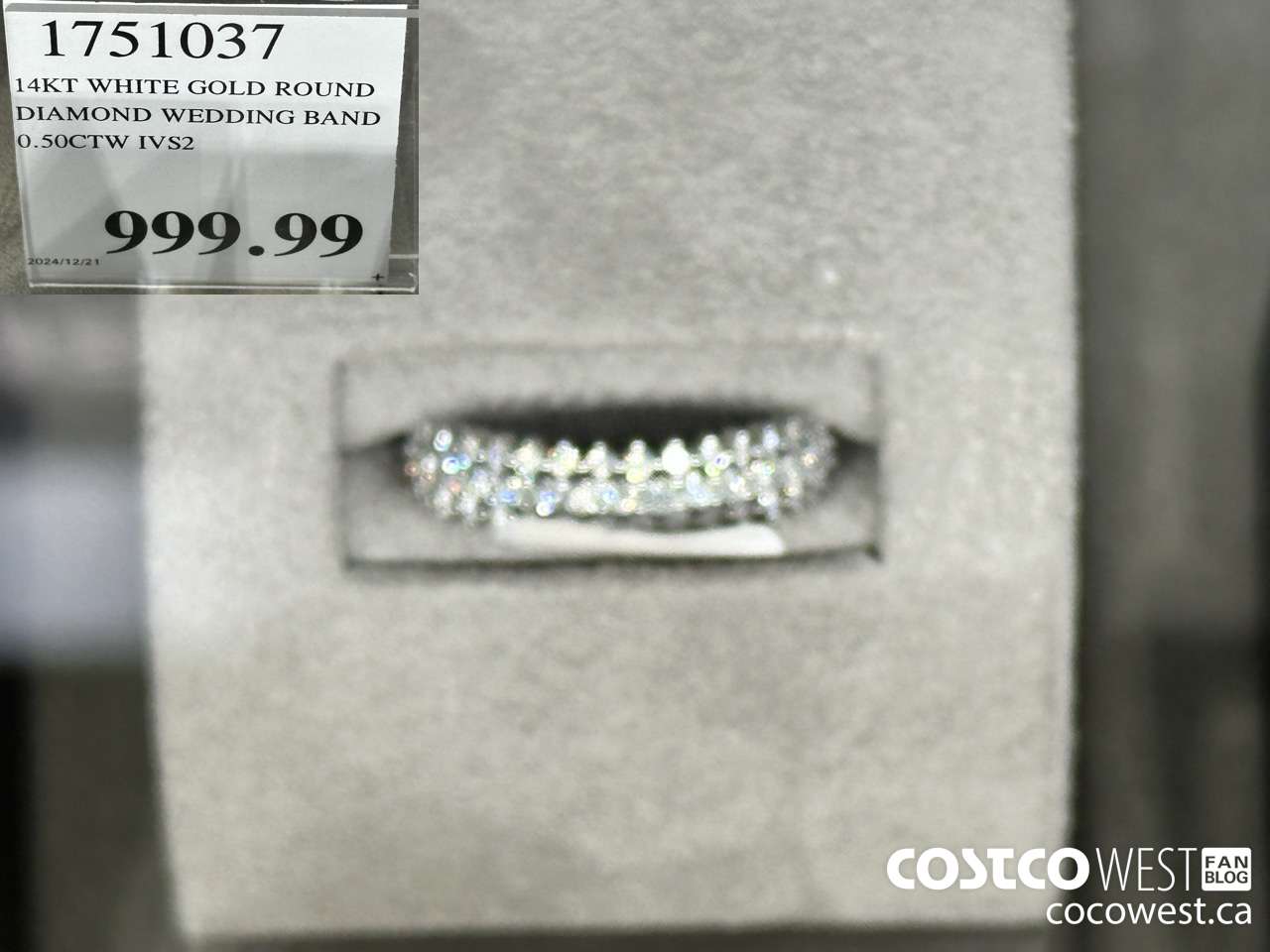 1751037 14KT WHITE GOLD ROUND DIAMOND WEDDING BAND 0.50CTW IVS2 $999.99