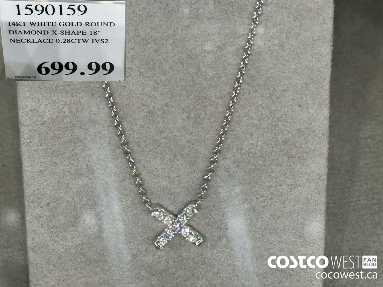 1590159 14KT WHITE GOLD ROUND DIAMOND X-SHAPE 18