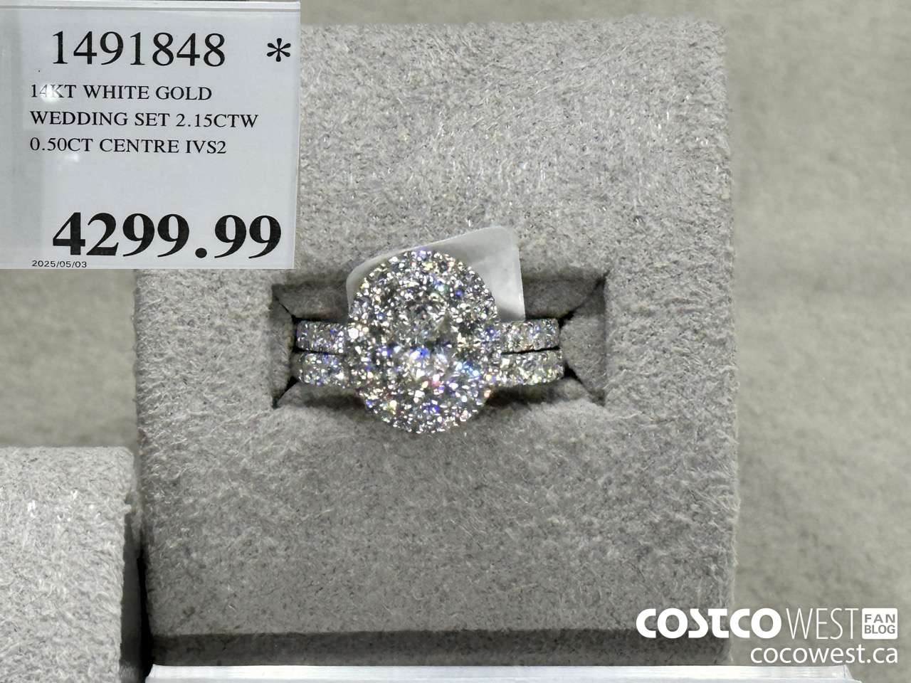 1491848 14KT WHITE GOLD WEDDING SET 2.15CTW 0.50CT CENTRE IVS2 $4299.99