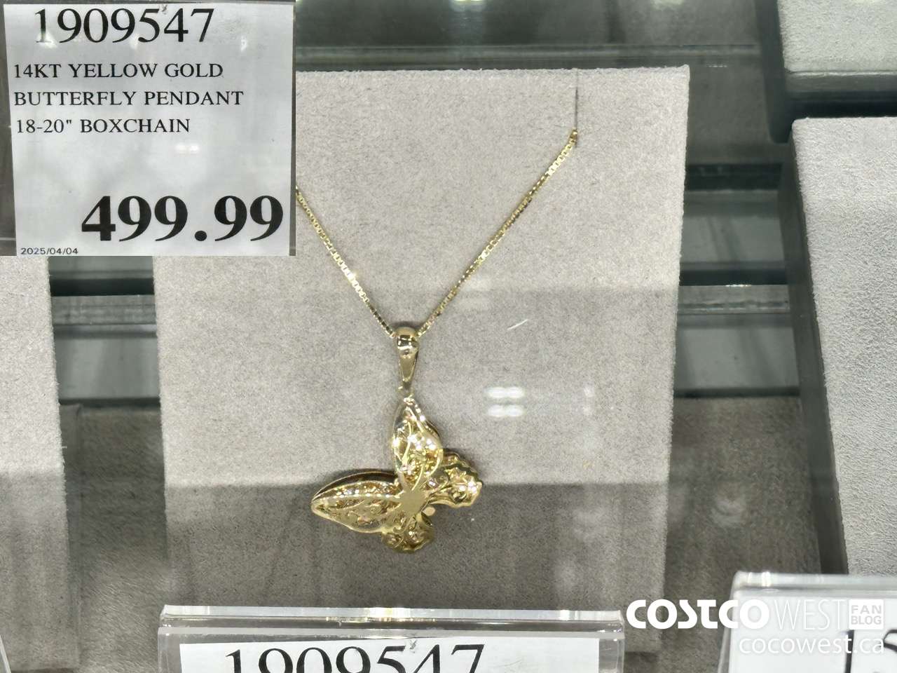 1909547 14KT YELLOW GOLD BUTTERFLY PENDANT 18-20