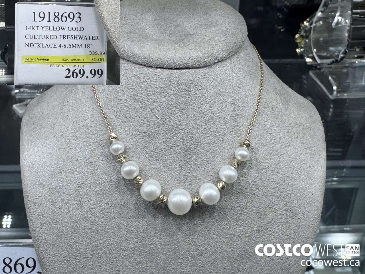 1918693 14KT YELLOW GOLD CULTURED FRESHWATER NECKLACE 4-8.5MM 18