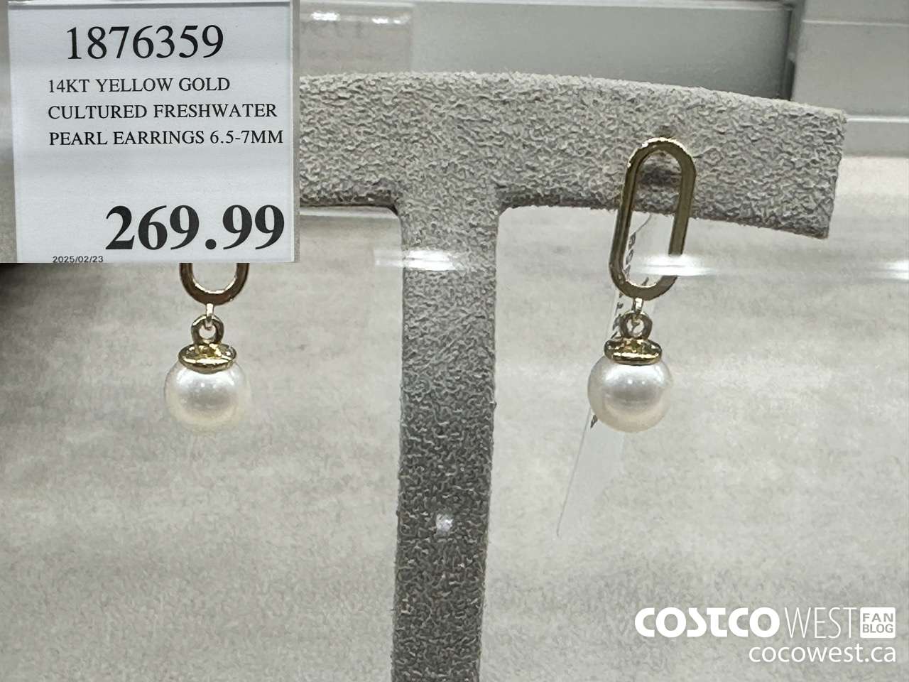 1876359 14KT YELLOW GOLD CULTURED FRESHWATER PEARL EARRINGS 6.5-7MM $269.99