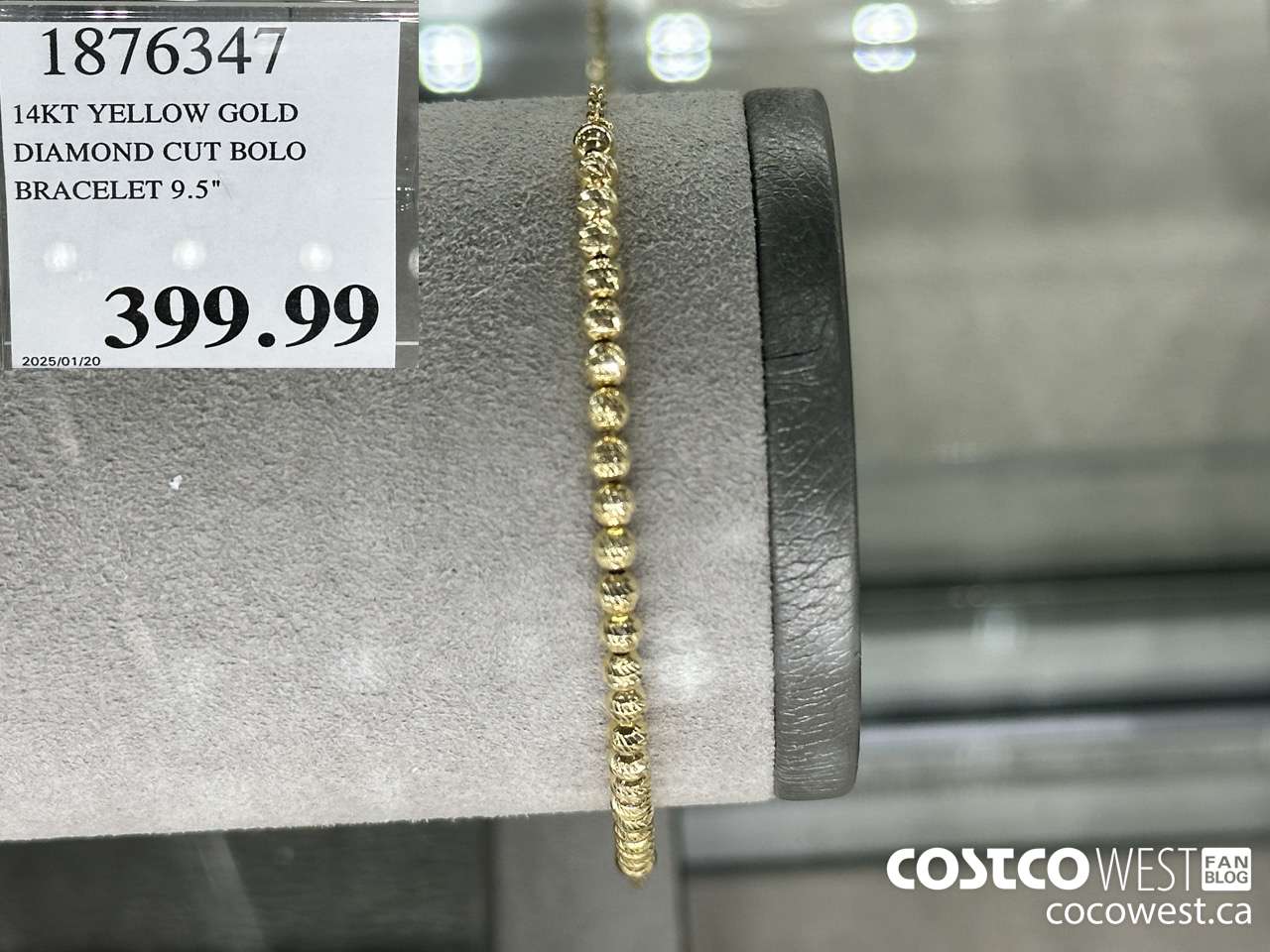 1876347 14KT YELLOW GOLD DIAMOND CUT BOLO BRACELET 9.5