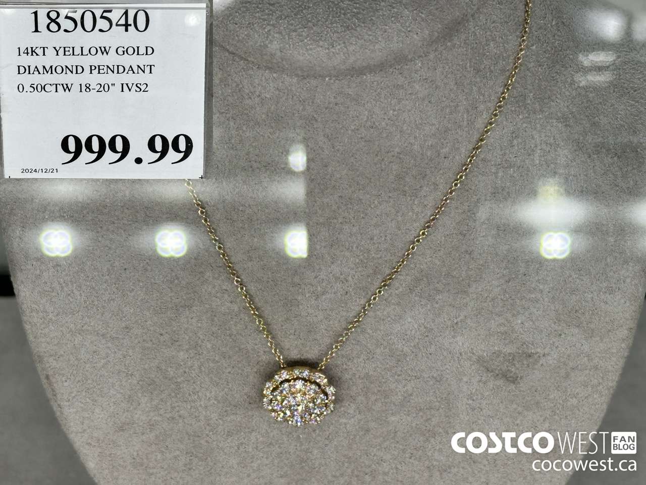 1850540 14KT YELLOW GOLD DIAMOND PENDANT 0.50CTW 18-20