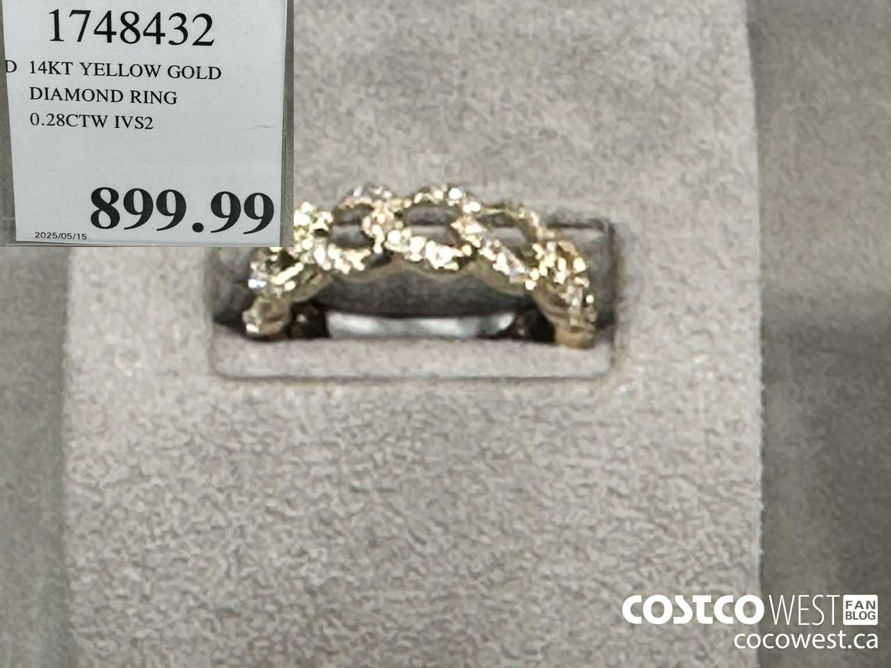 1748432 14KT YELLOW GOLD DIAMOND RING 0.28CTW IVS2 $899.99