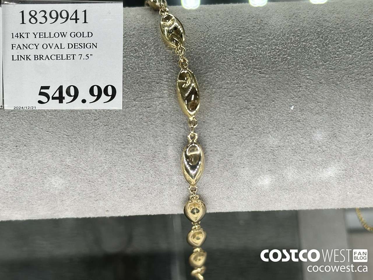 1839941 14KT YELLOW GOLD FANCY OVAL DESIGN LINK BRACELET 7.5