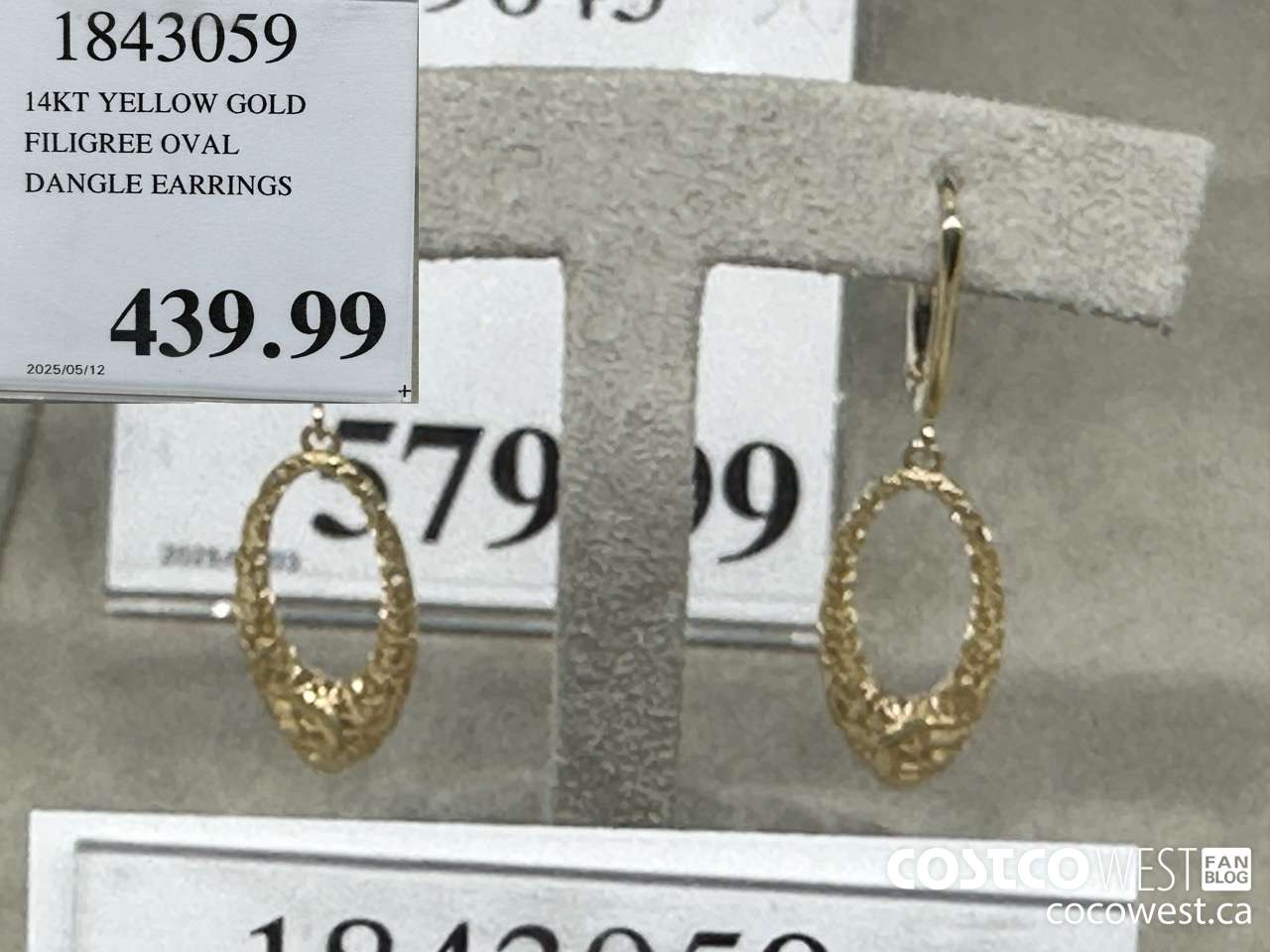 1843059 14KT YELLOW GOLD FILIGREE OVAL DANGLE EARRINGS $439.99