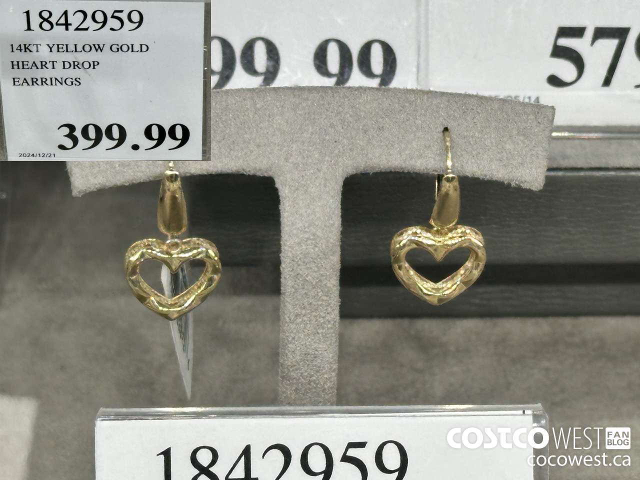 1842959 14KT YELLOW GOLD HEART DROP EARRINGS $399.99