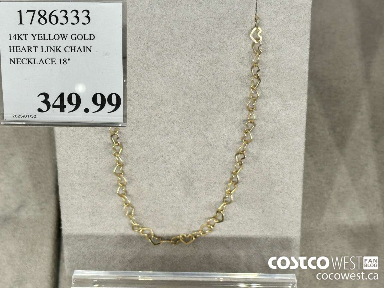 1786333 14KT YELLOW GOLD HEART LINK CHAIN NECKLACE 18