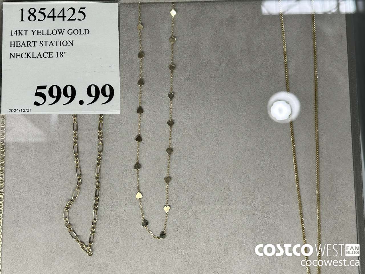 1854425 14KT YELLOW GOLD HEART STATION NECKLACE 18