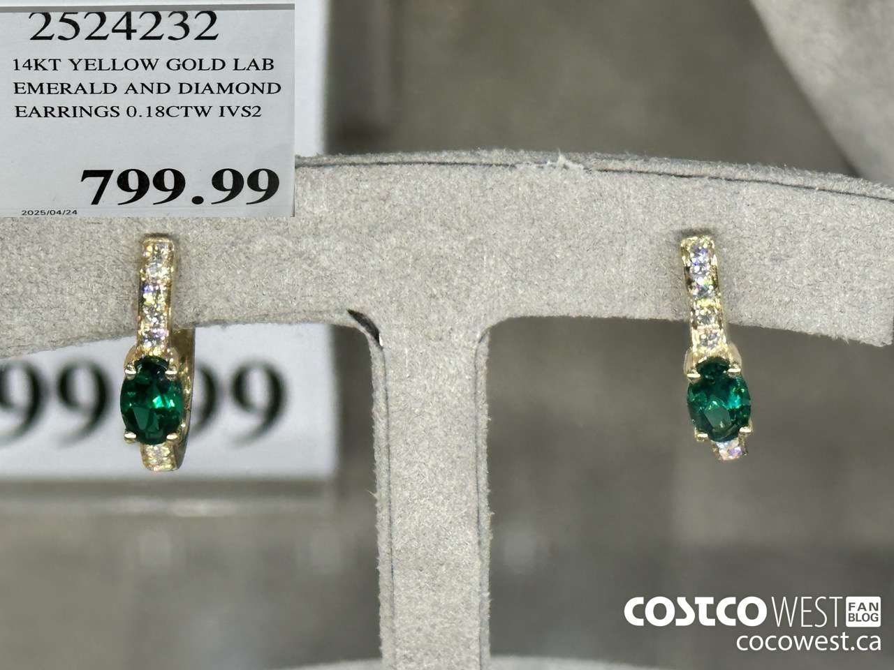 2524232 14KT YELLOW GOLD LAB EMERALD AND DIAMOND EARRINGS 0.18CTW IVS2 $799.99