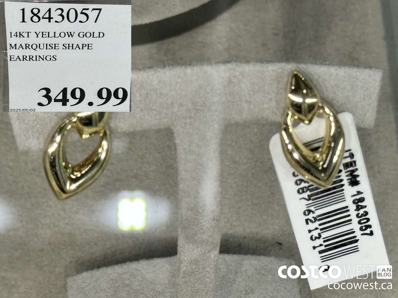 1843057 14KT YELLOW GOLD MARQUISE SHAPE EARRINGS $349.99