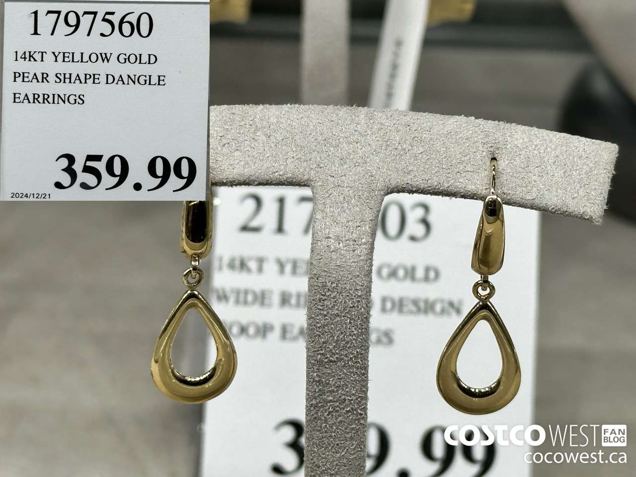 1797560 14KT YELLOW GOLD PEAR SHAPE DANGLE EARRINGS $359.99