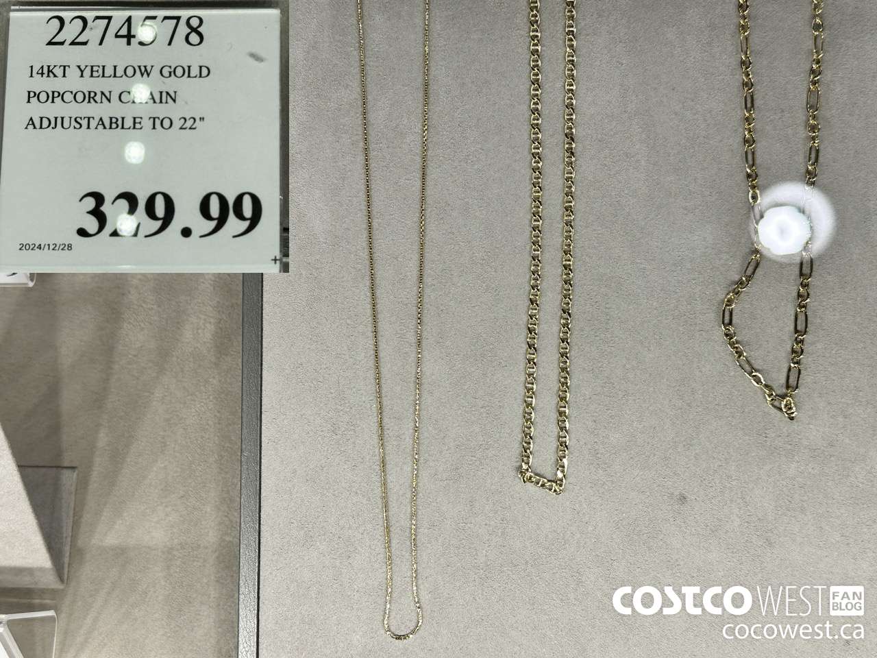 2274578 14KT YELLOW GOLD POPCORN CHAIN ADJUSTABLE TO 22