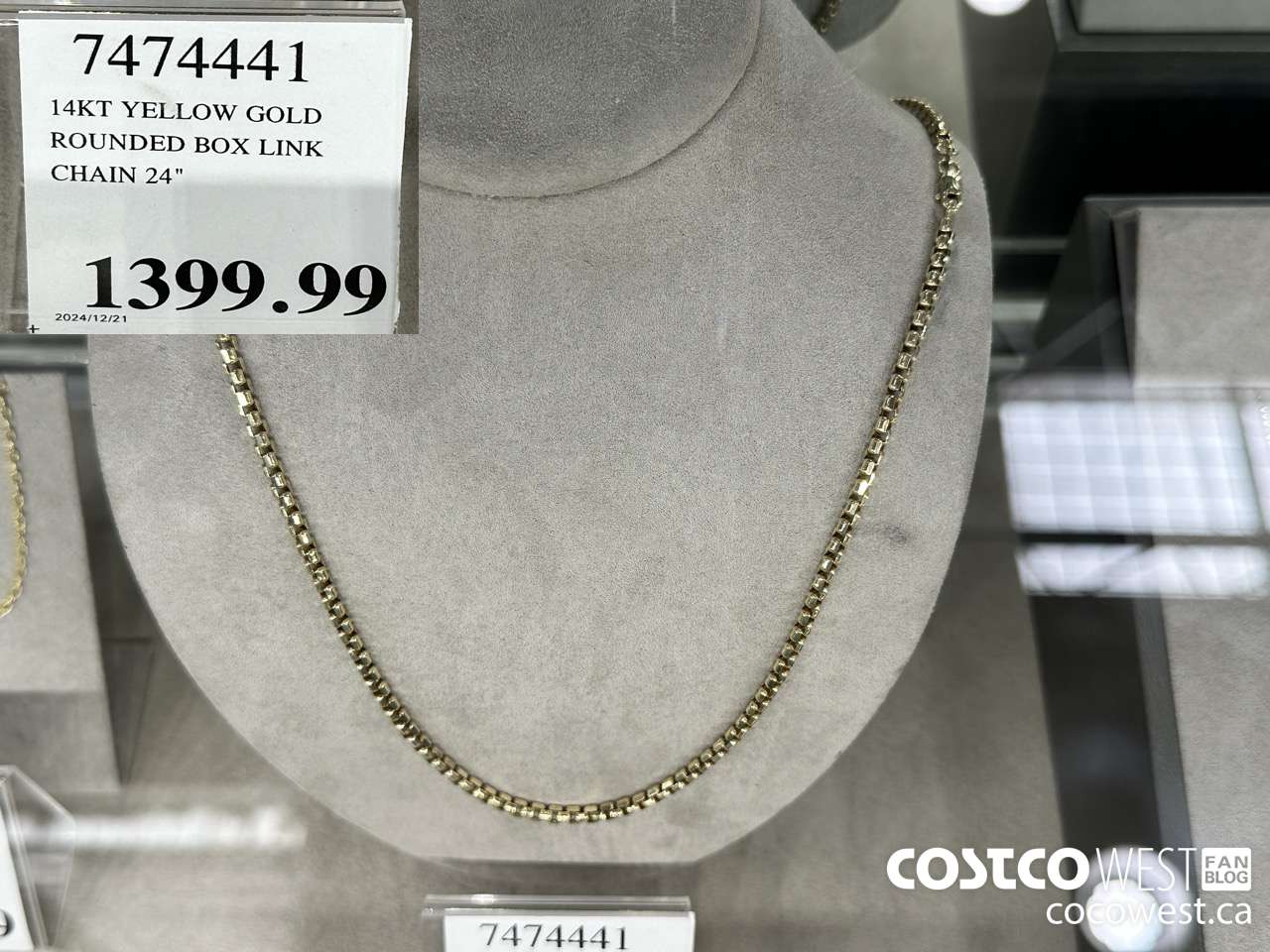 7474441 14KT YELLOW GOLD ROUNDED BOX LINK CHAIN 24