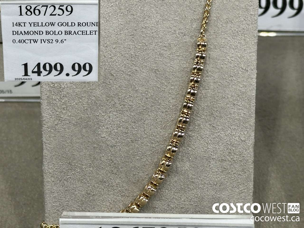 1867259 14KT YELLOW GOLD ROUND DIAMOND BOLO BRACELET 0.40CTW IVS2 9.6