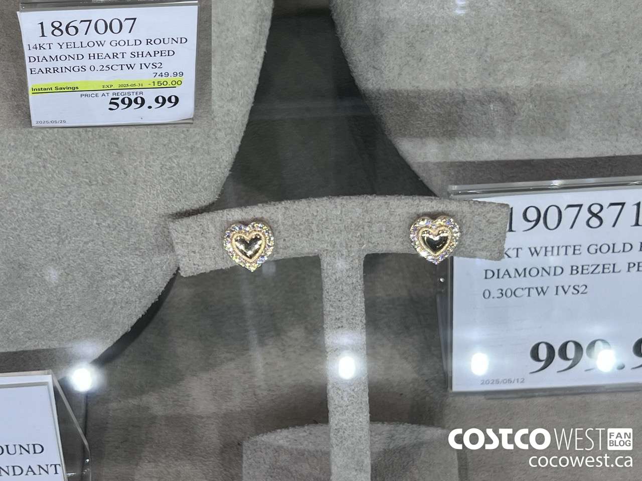 1867007 14KT YELLOW GOLD ROUND DIAMOND HEART SHAPED EARRINGS 0.25CTW IVS2 ($150.00 INSTANT SAVINGS EXPIRES ON 2025-05-31) $599.99