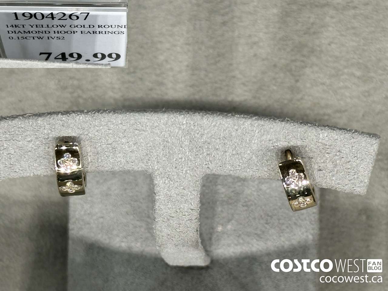 1904267 14KT YELLOW GOLD ROUND DIAMOND HOOP EARRINGS 0.15CTW IVS2 $749.99