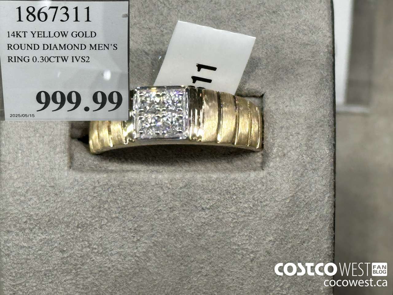 1867311 14KT YELLOW GOLD ROUND DIAMOND MEN'S RING 0.30CTW IVS2 $999.99