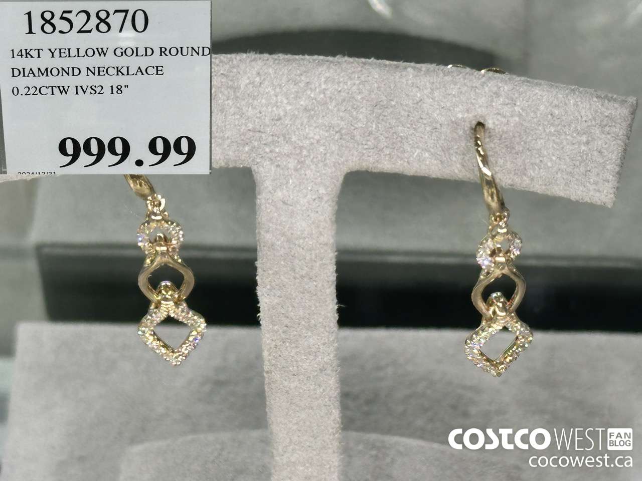 1852870 14KT YELLOW GOLD ROUND DIAMOND NECKLACE 0.22CTW IVS2 18