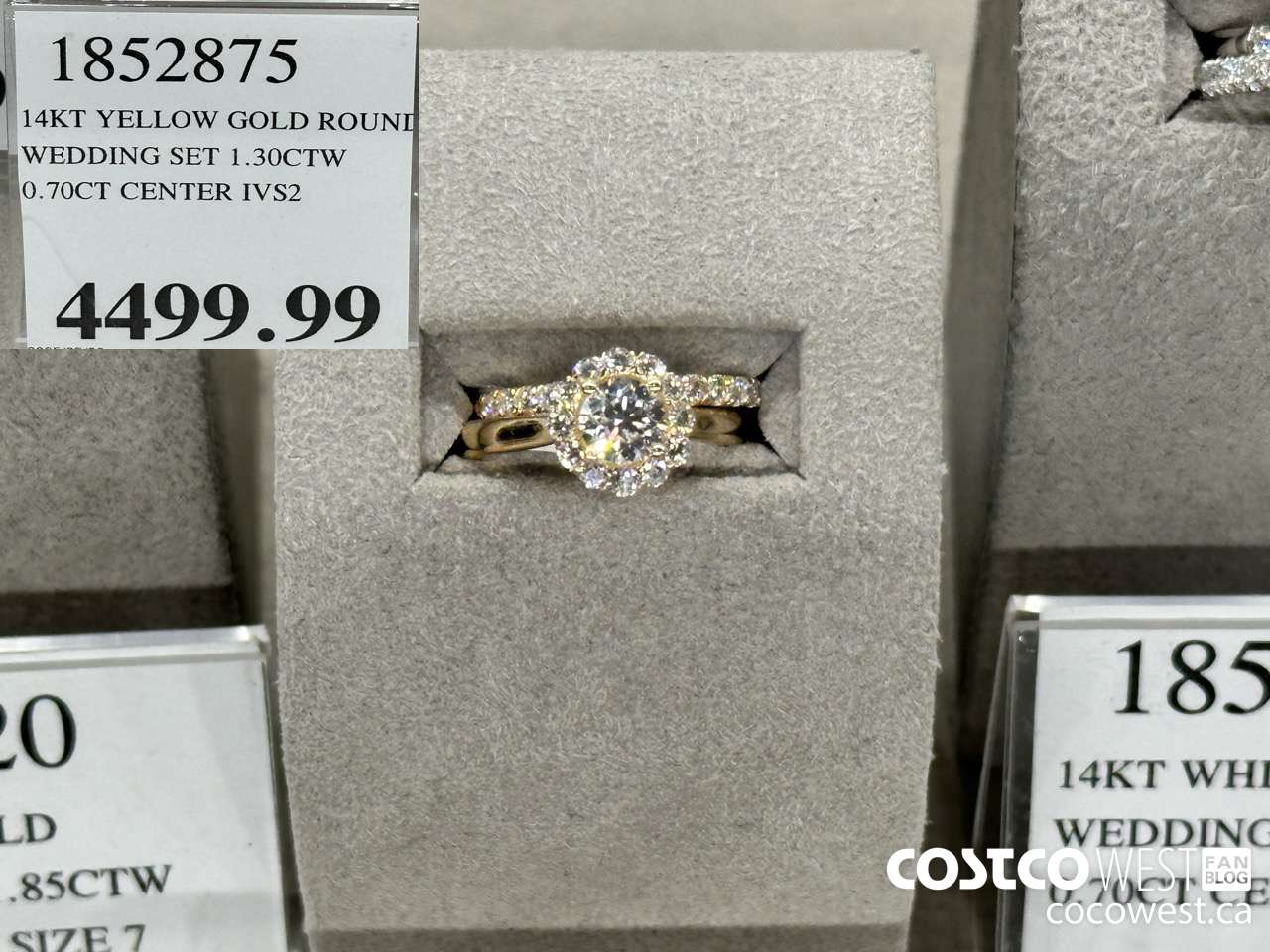 1852875 14KT YELLOW GOLD ROUND WEDDING SET 1.30CTW 0.70CT CENTER IVS2 $4499.99