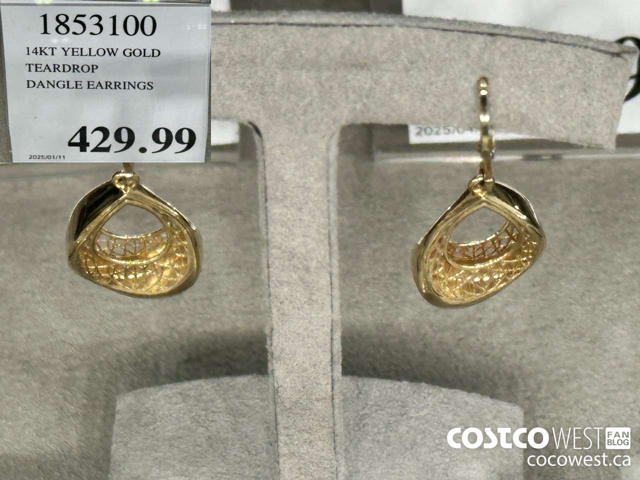 18153100 14KT YELLOW GOLD TEARDROP DANGLE EARRINGS $429.99