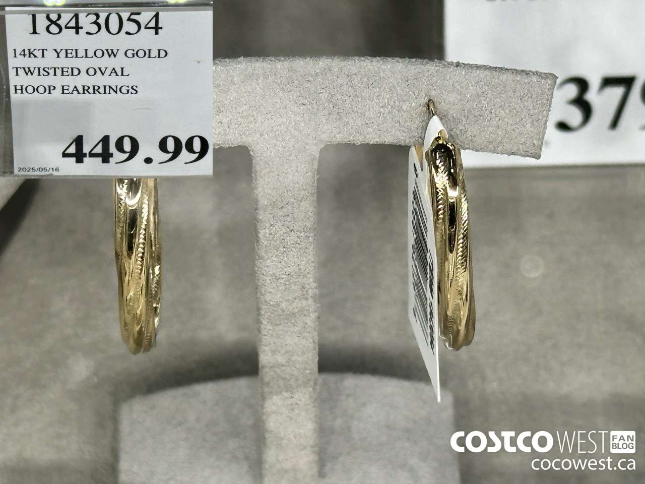 1843054 14KT YELLOW GOLD TWISTED OVAL HOOP EARRINGS $449.99