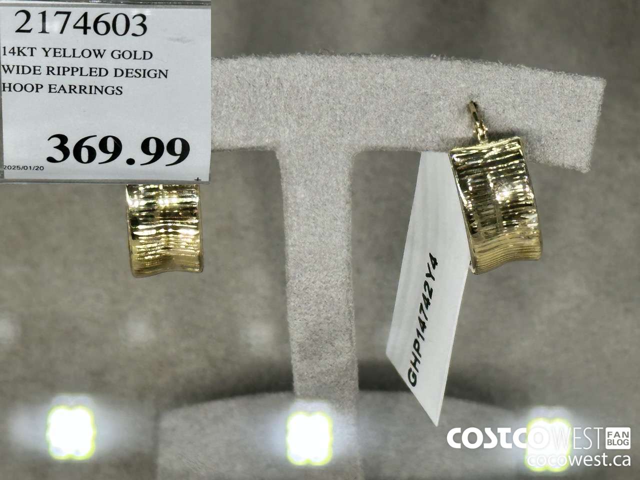 2174603 14KT YELLOW GOLD WIDE RIPPLED DESIGN HOOP EARRINGS $369.99