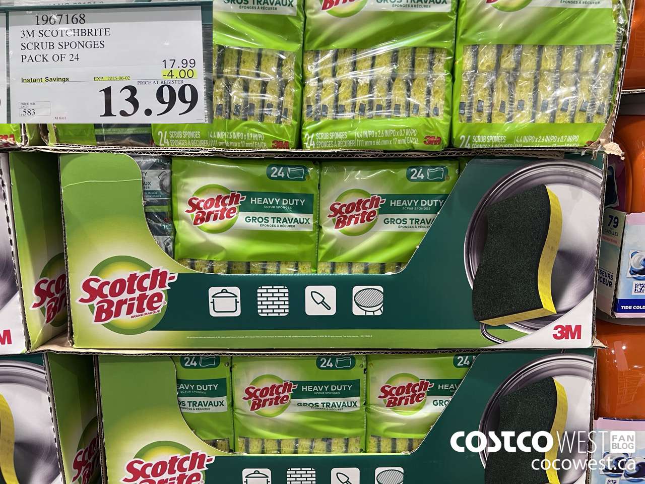 1967168 3M SCOTCHBRITE SCRUB SPONGES PACK OF 24 ($4.00 INSTANT SAVINGS EXPIRES ON 2025-06-02) $13.99