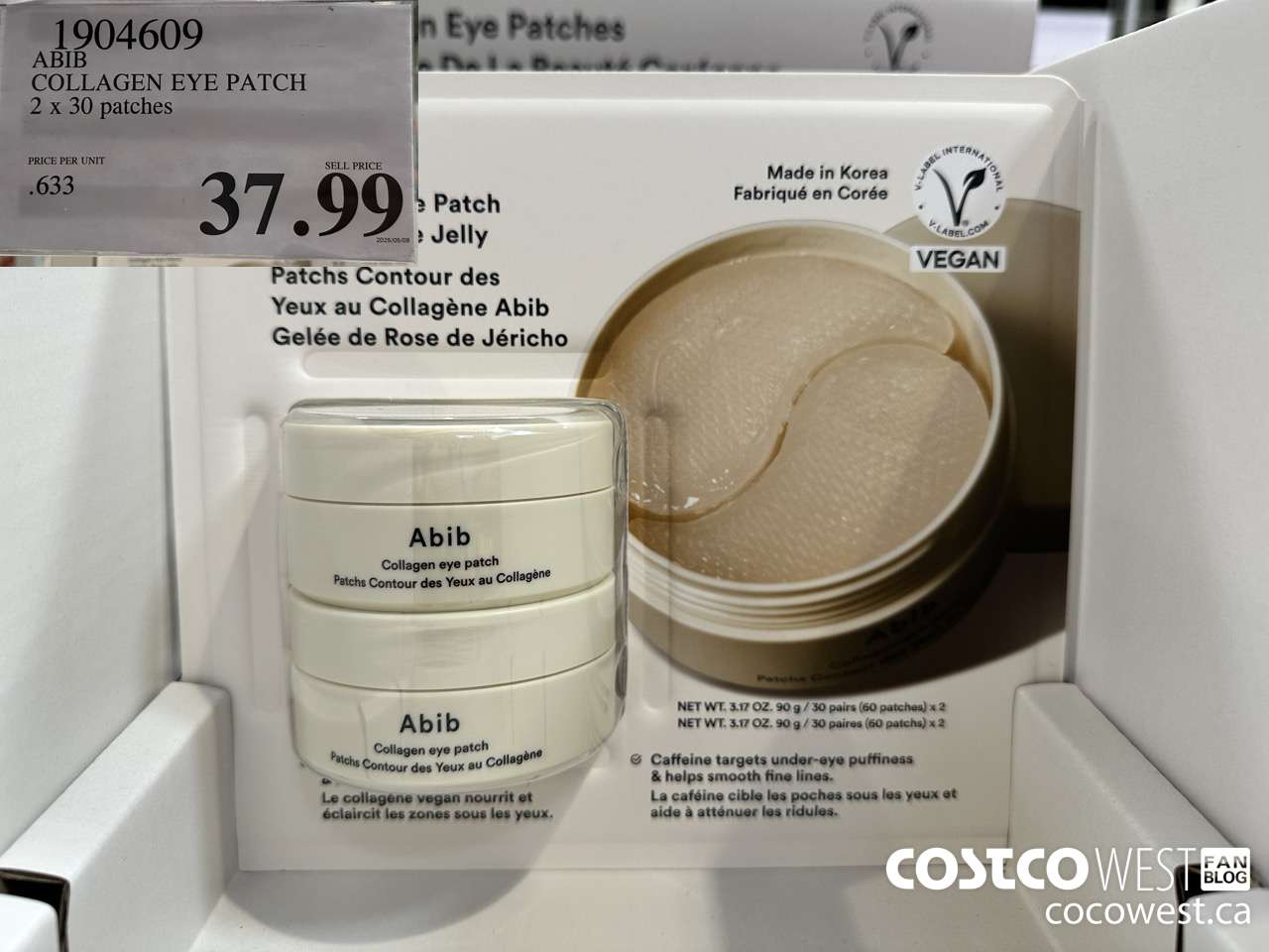 1904609 ABIB COLLAGEN EYE PATCH 2 X 30 PATCHES $37.99