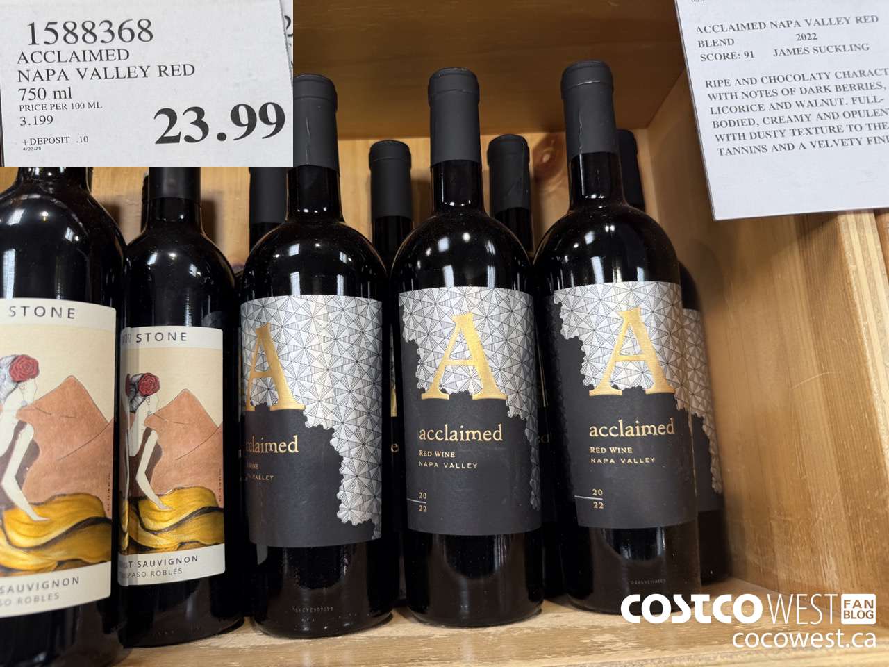 1588368 ACCLAIMED NAPA VALLEY RED 750ML $23.99