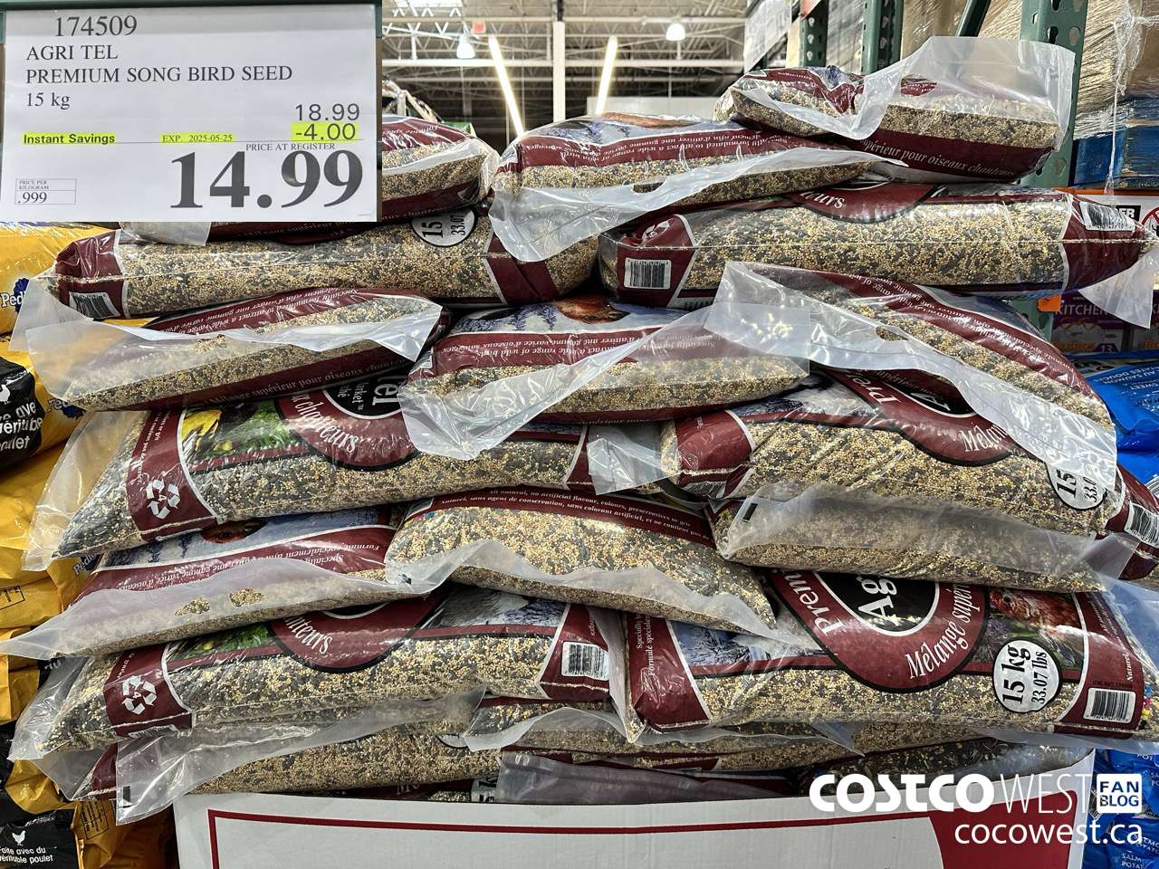 174509 AGRI TEL PREMIUM SON BIRD SEED 15 KG ($4.00 INSTANT SAVINGS EXPIRES ON 2025-05-25) $14.99