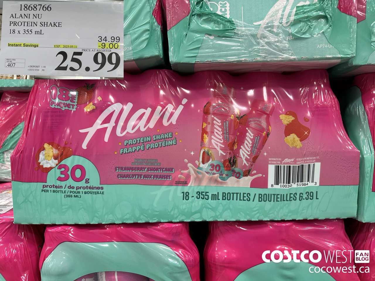 1868766 ALANI NU PROTEIN SHAKE 18 X 355ML ($9.00 INSTANT SAVINGS EXPIRES ON 2025-05-11) $25.99
