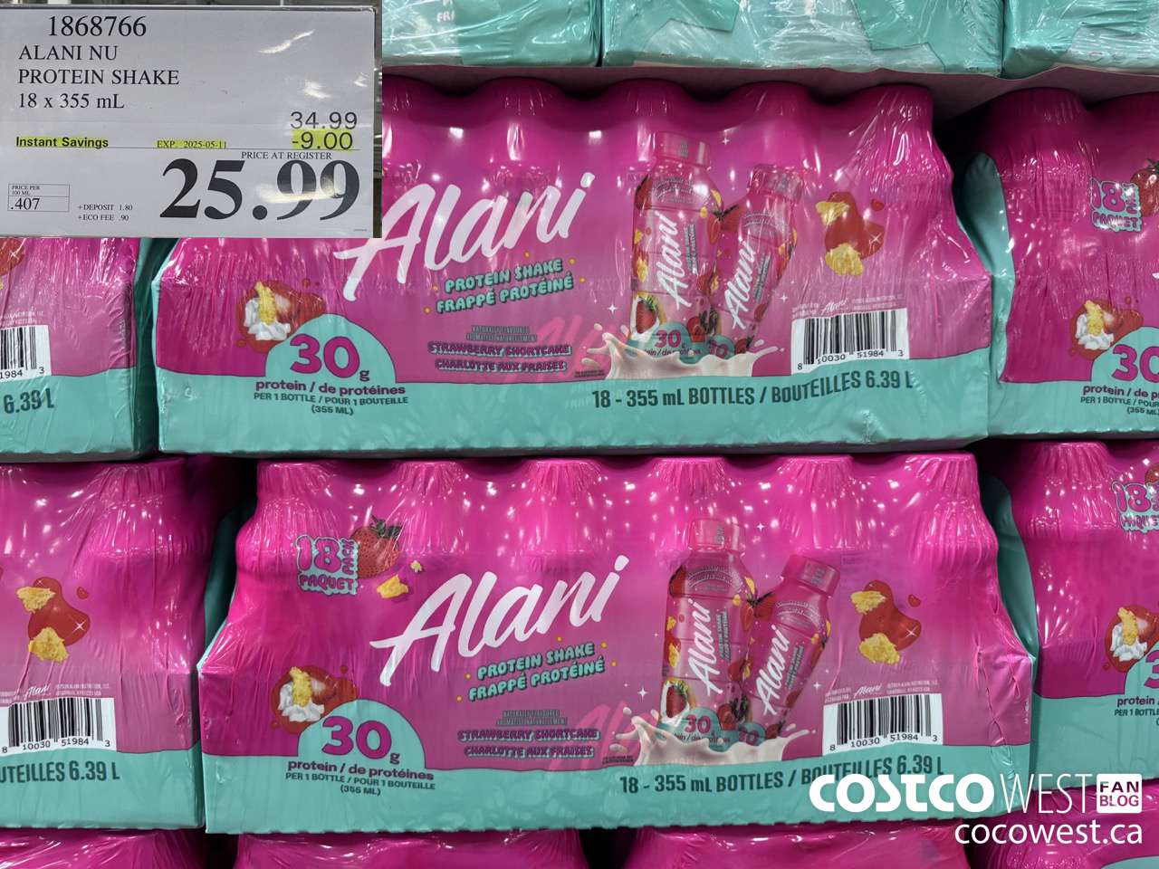 1868766 ALANI NU PROTEIN SHAKE 18 X 355ML ($9.00 INSTANT SAVINGS EXPIRES ON 2025-05-11) $25.99