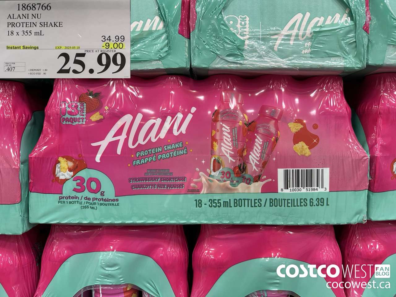 1868766 ALANI NU PROTEIN SHAKE 18 X 355ML ($9.00 INSTANT SAVINGS EXPIRES ON 2025-05-18) $25.99