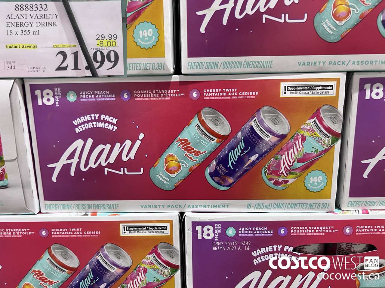 8888332 ALANI VARIETY ENERGY DRINK 18X355ML ($8.00 INSTANT SAVINGS EXPIRES ON 2025-06-01) $21.99