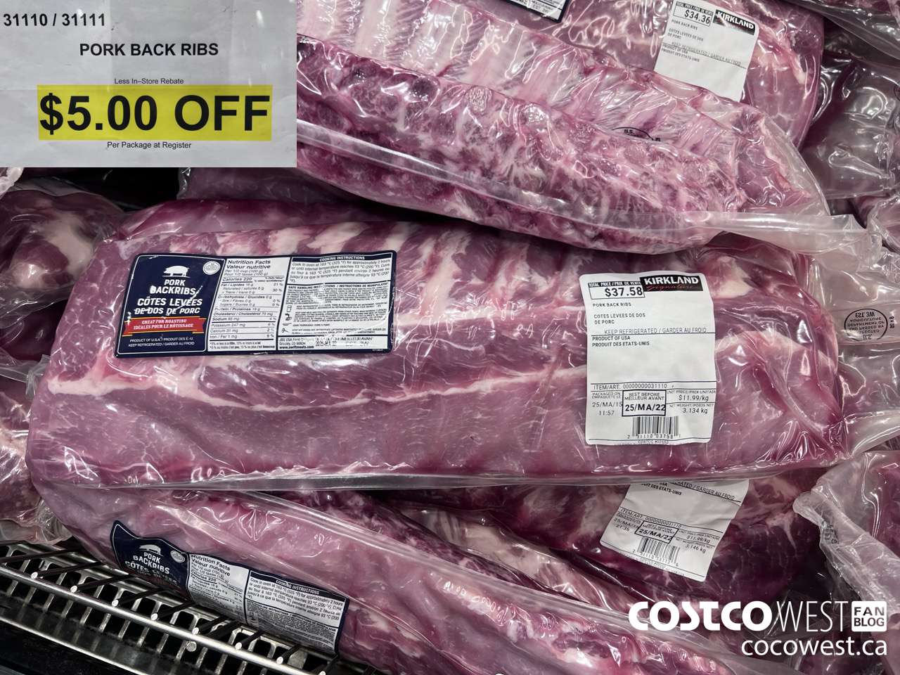 31110 (ALSO 31111) PORK BACK RIBS ($5.00 INSTANT SAVINGS)